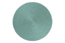 Claire Bohemian Seafoam Green Scalloped Rattan Coffee Table Baxton