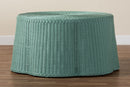 Claire Bohemian Seafoam Green Scalloped Rattan Coffee Table Baxton