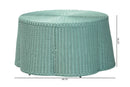 Claire Bohemian Seafoam Green Scalloped Rattan Coffee Table Baxton