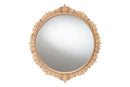 Walda Antique Gold Round Accent Wall Mirror w/Carved Leaf Border Baxton