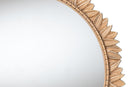 Walda Antique Gold Round Accent Wall Mirror w/Carved Leaf Border Baxton