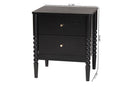 Laverne Black 2-Drawer Bobbin Nightstand Baxton