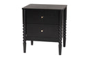 Laverne Black 2-Drawer Bobbin Nightstand Baxton