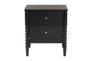 Laverne Black 2-Drawer Bobbin Nightstand Baxton