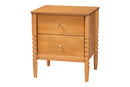 Laverne Oak Brown 2-Drawer Bobbin Nightstand Baxton
