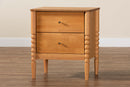 Laverne Oak Brown 2-Drawer Bobbin Nightstand Baxton