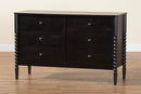 Laverne Black Bobbin Wood 6-Drawer Dresser Baxton