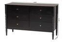 Laverne Black Bobbin Wood 6-Drawer Dresser Baxton
