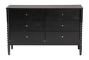 Laverne Black Bobbin Wood 6-Drawer Dresser Baxton
