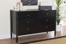 Laverne Black Bobbin Wood 6-Drawer Dresser Baxton
