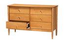 Laverne Oak Brown Bobbin Wood 6-Drawer Dresser Baxton