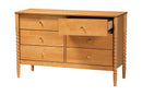 Laverne Oak Brown Bobbin Wood 6-Drawer Dresser Baxton
