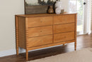 Laverne Oak Brown Bobbin Wood 6-Drawer Dresser Baxton
