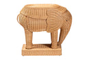 Leandra Bohemian Light Honey Rattan Elephant End Table Baxton
