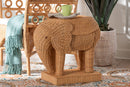 Leandra Bohemian Light Honey Rattan Elephant End Table Baxton