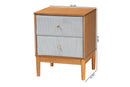 Troy GrayCorduroy and Oak Brown Wood 2-Drawer Nightstand Baxton