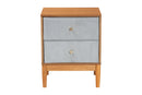 Troy GrayCorduroy and Oak Brown Wood 2-Drawer Nightstand Baxton