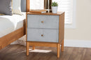 Troy GrayCorduroy and Oak Brown Wood 2-Drawer Nightstand Baxton