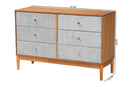 Troy GrayCorduroy and Oak Brown Wood 6-Drawer Dresser Baxton