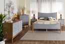 Troy GrayCorduroy and Oak Brown Wood Queen 5-Piece Bedroom Set Baxton