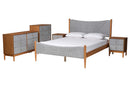 Troy GrayCorduroy and Oak Brown Wood Queen 5-Piece Bedroom Set Baxton