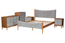 Troy GrayCorduroy and Oak Brown Wood Queen 5-Piece Bedroom Set Baxton