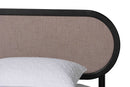 Marzenia Beige Fabric and Black Wood Queen 4Pc Bedroom Set Baxton
