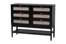 Chaise Art Deco Black Wood Queen 4Pc Bedroom Set w/Two Nightstands Baxton