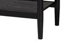 Chaise Art Deco Black Wood Queen 4Pc Bedroom Set w/Two Nightstands Baxton