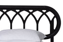Chaise Art Deco Black Wood Queen 4Pc Bedroom Set w/Two Nightstands Baxton