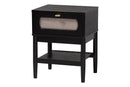 Chaise Art Deco Black Wood Queen 4Pc Bedroom Set Baxton