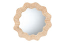 Nebu Coastal Scalloped Natural Rattan Round Accent Wall Mirror Baxton