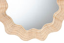 Nebu Coastal Scalloped Natural Rattan Round Accent Wall Mirror Baxton