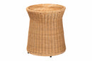 Caia Round Natural Rattan End Table Baxton
