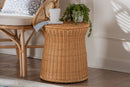 Caia Round Natural Rattan End Table Baxton
