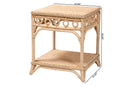 June Braided Natural Rattan End Table with Shelf Baxton