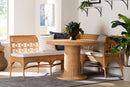 Mandolin Bohemian Light Honey Rattan 3-Piece Dining Nook Set Baxton