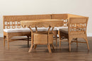 Mariette Bohemian Light Honey Rattan 3-Piece Dining Nook Set Baxton