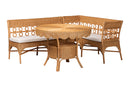 Mariette Bohemian Light Honey Rattan 3-Piece Dining Nook Set Baxton