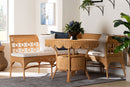 Mariette Bohemian Light Honey Rattan 3-Piece Dining Nook Set Baxton