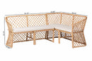 Aysi Bohemian Light Honey Rattan 2Pc Dining Nook Bench Set Baxton