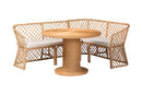 Frayne Bohemian Light Honey Rattan 3-Piece Dining Nook Set Baxton