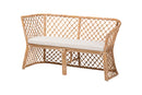 Aysi Bohemian Light Honey Rattan 2Pc Dining Nook Bench Set Baxton