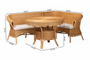 Idriya Bohemian Light Honey Rattan 3-Piece Dining Nook Set Baxton