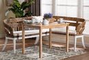Turner Seagrass Dining Nook Set w/Mohagany Wood Frames Baxton