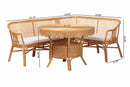 Caden 3-Piece Natural Rattan Dining Nook Set Baxton