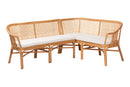 Alara 2Pc Natural Rattan Corner Bench Set Baxton