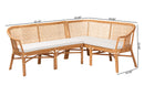 Alara 2Pc Natural Rattan Corner Bench Set Baxton