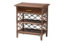Adita Natural Rattan Nightstand w/Drawer and Open Shelves Baxton