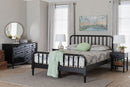 Bernice Black Spindle Wood King Size 4Pc Bedroom Set with Two Nightstands Baxton